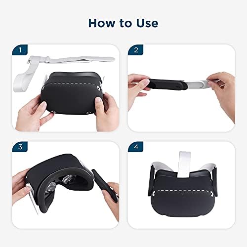 KIWI design Protective Cover Compatible with Quest 2 VR Headset Protection with Two Side Protective Shell (Silicone, Black)