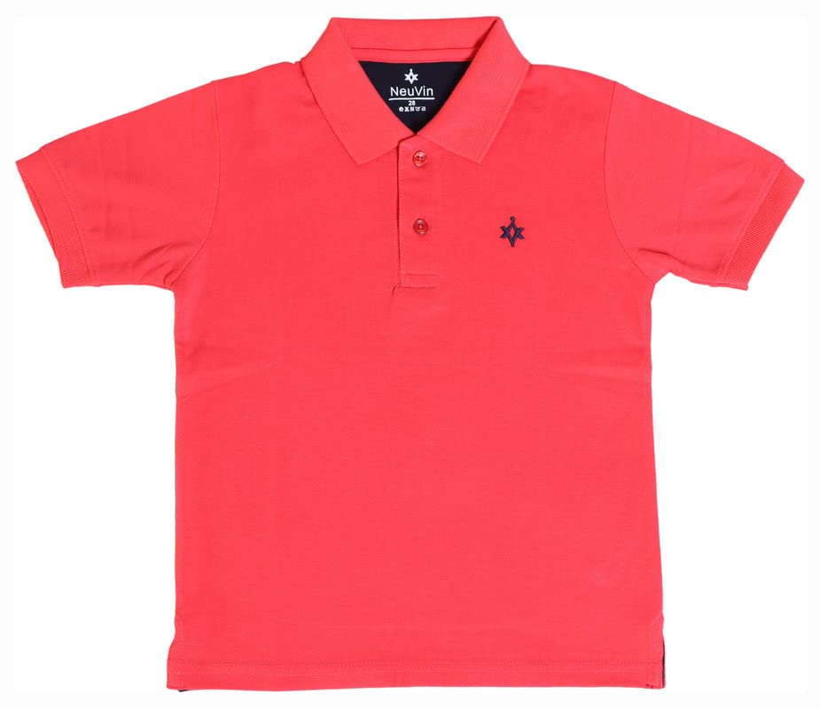 Image of Boys Cotton Polo T-Shirt Regular Fit Half Sleeve Plain Collar T-Shirt, Soft Breathable Casual Wear