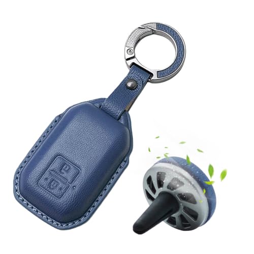 Image of Keyzone Leather Key Cover & Car Perfume fit for Suzuki Victoris, Swift, DZire, Baleno, Ertiga, Grand Vitara, Brezza, Fronx, Jimny,XL6, Toyota Glanza,Urban Cruiser Hyryder,Rumion 2B smart Key. (Blue)