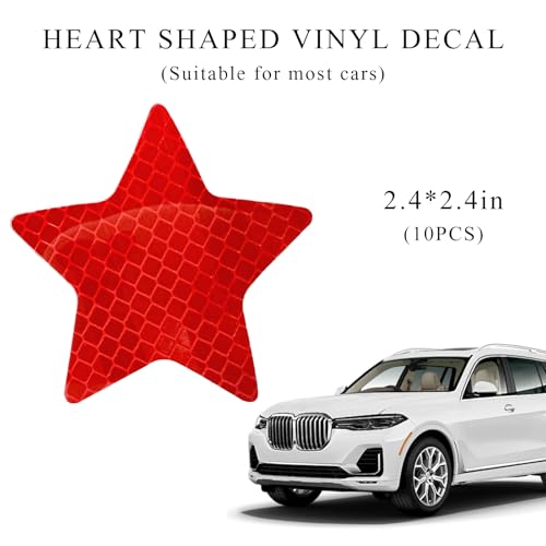 Image of 10PCS Star Vinyl Decal for Cars, Reflective Star Sticker Night Safety Sign, Diamond Grade Waterproof Vinyl Stickers for Auto Window Laptop (Star, Colorful)