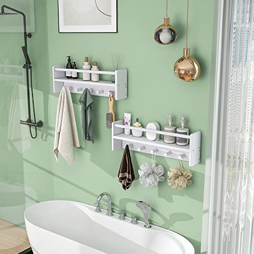 Azsky White Wall Mounted Nursery Book Shelves Floating Bookshelf For Room Decor 24 Inch Toys And Books Storage Organizer Hanging Wall Shelves A Set Of 2 #TOP1