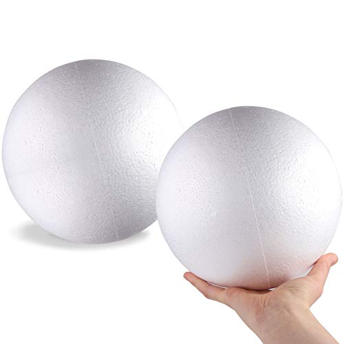 DIYASY 8 Large White Foam Balls 2 Pack Giant Foam Balls Smooth Solid Craft Balls for Christmas DIY Ornaments.