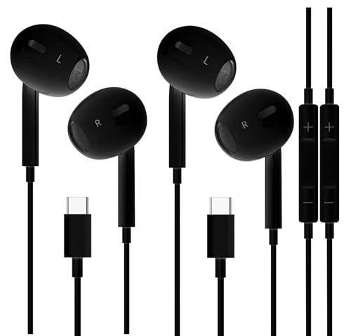 2 Pack USB C Kopfhörer, [MFi Certified] In-Ear Kopfhörer mit Kabel for Apple iPhone 17/16/15 Pro/Pro Max/Plus, Samsung Galaxy, Earphones Wired with HiFi Audio Stereo Microphone...