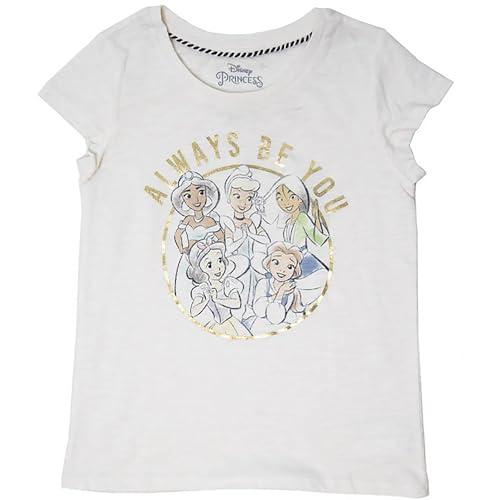 Disney Girls Watercolor Gold Princess Always Be You Short Sleeve Tee Shirt