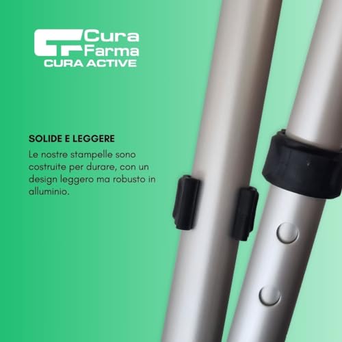 Cura Farma® Active Coppia Stampelle Per Avambraccio Canadesi, Adatte A Recupero Post-Operatorio Terapia Ortopedica, Altezza Facilmente Regolabile, Alluminio Blu Robusto E Leggero X2 - 3