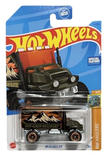 Hot Wheels Baja Hauler - Camión de juguete todoterreno 2023, 3+, negro/naranja/marrón/verde