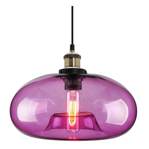 ZTTECH Suspension en Verre Violet 28 cm Style Industriel et Vintage Idéale pour Îlot de Cuisine...