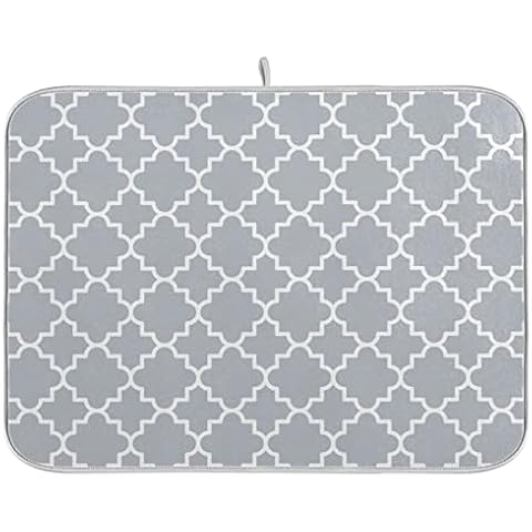 Senya Super Absorbent Dish Drying Mat, Microfiber Fast-Drying Dish Mat, 24'' x 18'', Kitchen Dish Drying Pad, Grey Moroccan, g295080429p523c558s1114 Cover