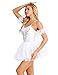 YiZYiF Women's Ballet Tutu Bustle Costume 3D Flower Swan Lake Dance Leotard Dress White X-Small