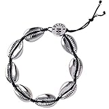 KELITCH Silver Sea Shell Bracelet Handmade Boho Cowry Beads Charm Bracelets Women Beach Jewelry