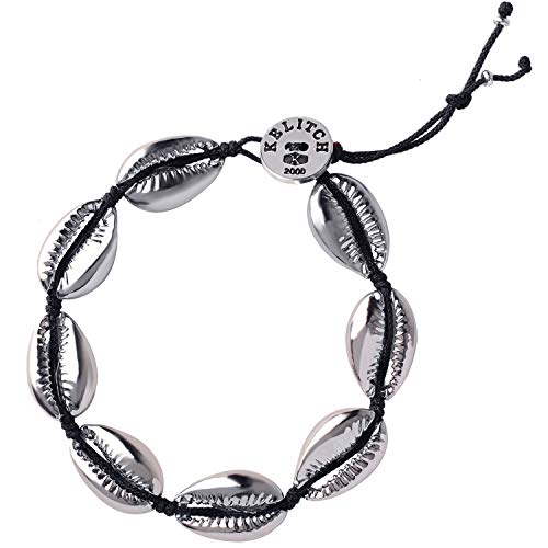 KELITCH Silver Shell Beads Strand Bracelet Handmade Summer Beach Conch Cowry String Charm