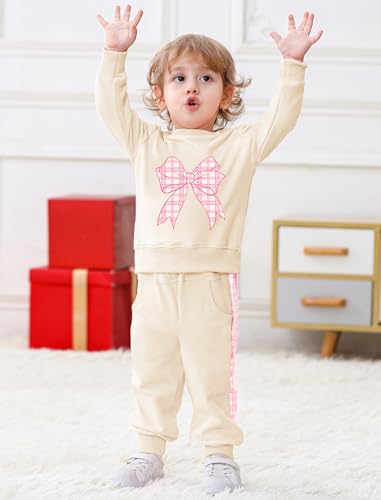 Image of Toddler Baby Boy Girl Clothes with Pockets 2PC Long Sleeve Pullover Sweatshirt and Pants Infant Fall Winter Outfit