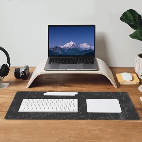 Image of Topographic Contour Extended Big Mouse Pad Large,Gaming Mouse Pad Desk Pad,31.5x11.8 Inch Long Computer Keyboard Mouse Mat Mousepad with 3mm Non-Slip Base and Stitched Edge for Gaming and Office