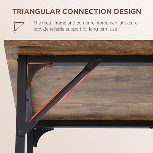 Image of PayLessHere | 39 Inch Computer Desk | Brown | Sturdy Office Desk | Metal Frame, Adjustable Feet | Water-Resistant, Scratchproof Surface | Writing Table for Home Office or Study | Pack of 1