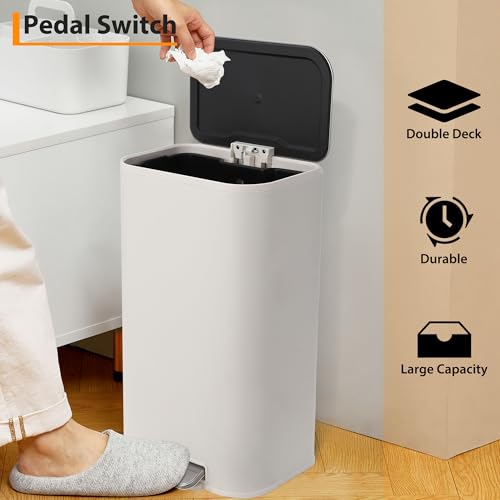 Caneca de basura IDEALHOUSE acero inoxidable 30L blanca miniatura 6