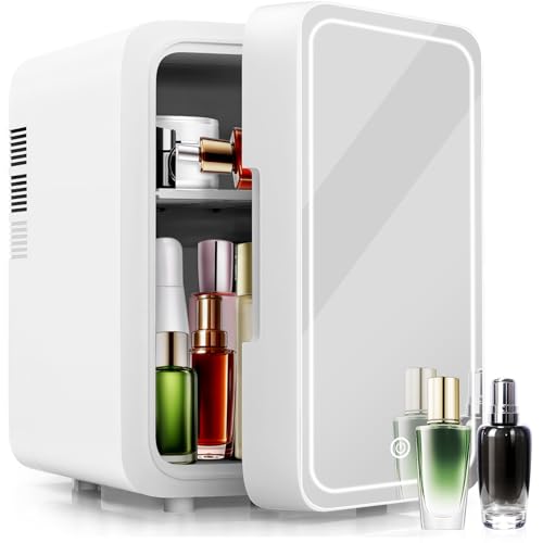 4L Mini Skincare Fridge with Dimmable LED Mirror | Holds 6 Cans |...
