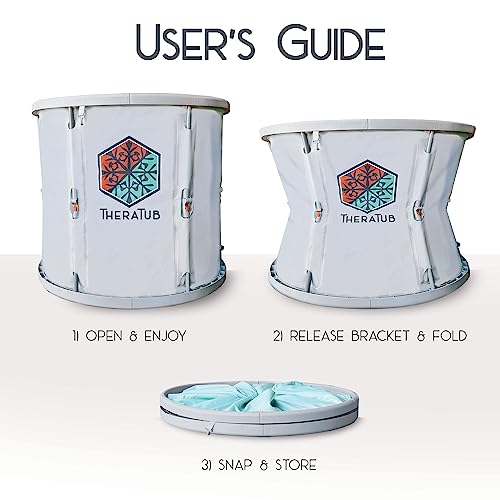 Foto de TheraTub - Tina de baño de hielo plegable XL, 32 x 32 x 28 pulgadas, capacidad de 390 libras, fácil de instalar y drenar, diseño moderno, portátil y duradero, perfecta para atletas, fácil de limpiar y (imagen 3)