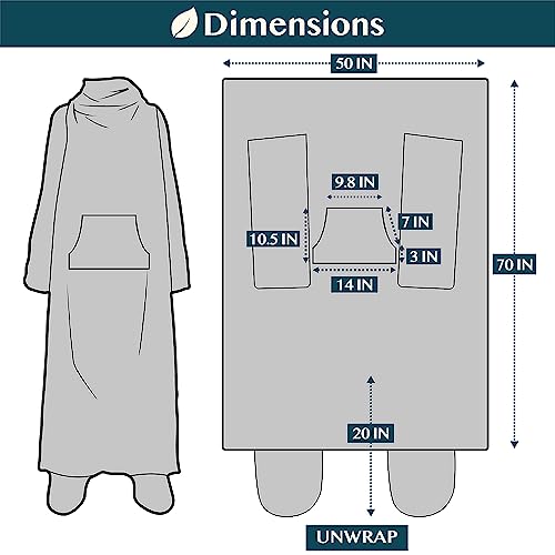 PAVILIA フリースブランケット 袖と足ポケット付き レディース メンズ 大人用 ウェアラブルブランケット スリーブ スローラップ フラシ天 ハグ スリープポッド 寄り添うブランケット ローブ 居心地の良いギフトアイデア 妻 お母さん 市松模様 レッド