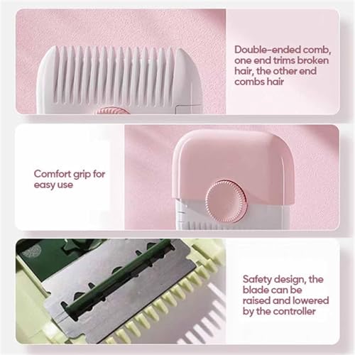 Image of 2 in 1 Hair Trimmer for Split Ends | Dual Side Bangs Trimmer & Hair Arrangement Tool | Manual Hair Cutting Comb for DIY Home Styling and Damaged Hair Removal | Split End Hair Trimmer & Bangs Shaper