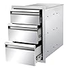 Outdoor kitchen drawers 14 w x 21 h x 23 d triple bbq drawers stainless steel built in drawer for outdoor kitchen island patio grill station  urban country home decor
