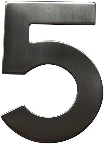 35150250K1 House Number No. 5 Satin Stainless Steel Height 160 mm Including Screws and Dowels