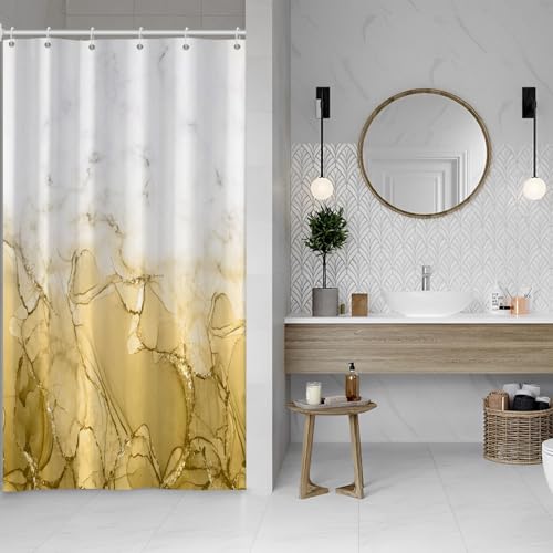 Uiiooazy Yellow Marble Stall Waterproof Shower Curtain 36x72 inches