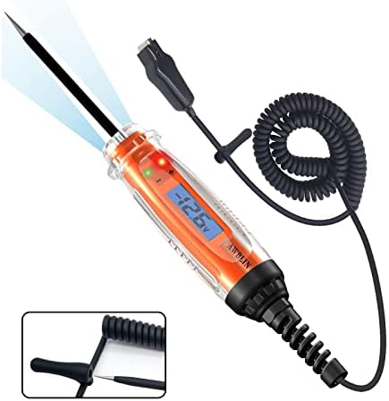 AWBLIN Automotive Test Light 3-60V DC Digital Light Tester with Voltmeter, Heavy Duty Auto Circuit Tester with LCD Backlight Display and LED Indication, Electric Test Pen with Illumination