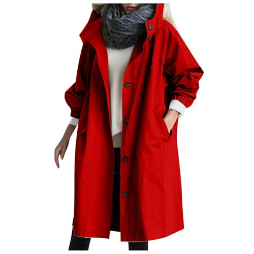 Trench de mi-saison rouge idéal pour le quotidien actif des femmes