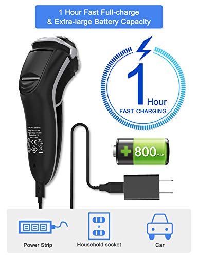 Men's Electric Shaver - Max-T Corded And Cordless Rechargeable 3D Rotary Shaver Razor For Men With Pop-Up Sideburn Trimmer Wet And Dry With Wall Adapter 100-240V #TOP5