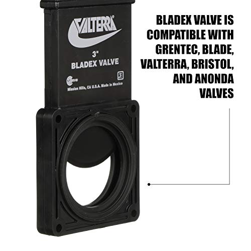 Image of Valterra-T1003VPM Bladex 3-Inch Waste Valve Body with Metal Handle, Mess-Free Waste Valve for RV's, Campers, Trailers, Black
