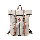 ZONLITYU Mochila Mochila antirrobo con Tapa Enrollable para Hombre para la Escuela, Mochila Retro de Gran Capacidad para Ordenador portátil