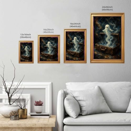 Ghost in Suitcase Framed Canvas Wall Art Gold Vintage Framed Wall Decor — view 2