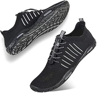 Zwemschoenen Barefoot Schoenen Heren Strandschoenen Sneldrogende Waterschoenen Drainage Gaten Strandschoenen Kano Sporten Wandelen Reizen(47 EU, Black