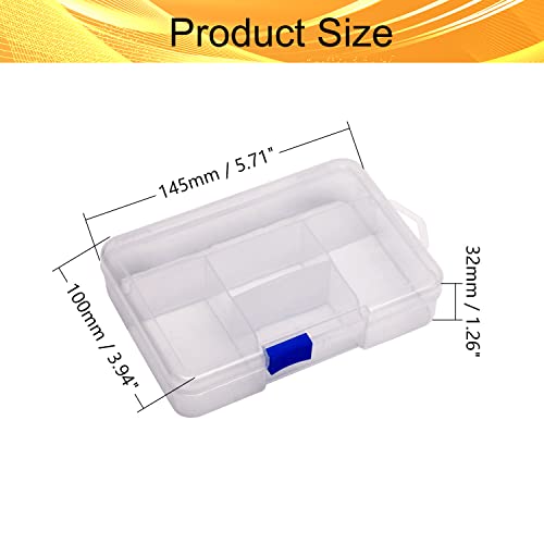 Image of Clear Plastic Organizer Box,5 Grids Fixed Storage Container Jewelry Box for Beads Art DIY Crafts Jewelry Fishing Tackles 5.71 inchx3.94 inch x1.26 inch(LxWxH) 2PCS