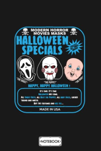 Halloween Specials Modern Horror Masks B28880 Notebook: Diar