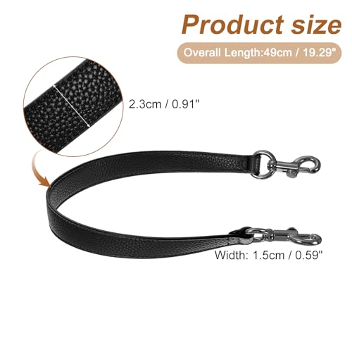 uxcell 19.29 Inch PU Leather Short Bag Strap with Clasp, Purse Handles Handbags Replacement Straps for Clutch Bag Underarm Bags, Black, Grey Buckle by uxcell - Image 2