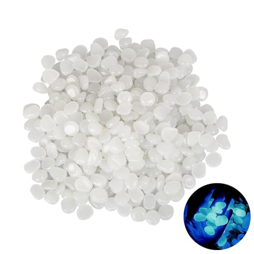 Fizdoqg 400 Pezzi Pietre Decorative Luminescenti per Giardino, Pietre Luminosi, Sassi Decorativi, Pietre Luminose da Giardino, per Sentieri, Decorazioni Esterne, Acquario, Vasi, Prato, Giardino
