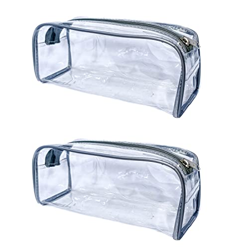 Image of iShine Multipurpose Travel Morning Zipper Pouch for Men and Women Transparent Medium (Pack of 2, Silver)