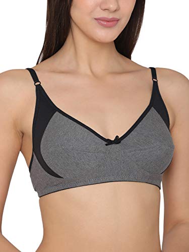 Image of Clovia Women's Cotton Solid Non-Padded Full Cup Wire Free T-Shirt Bra - Dark Grey