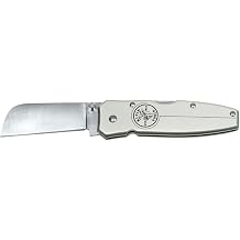 Klein Tools 44007 Electricians Knife, Lightweight Lockback Knife with 2-1/2-Inch Coping Blade and Silver Handle