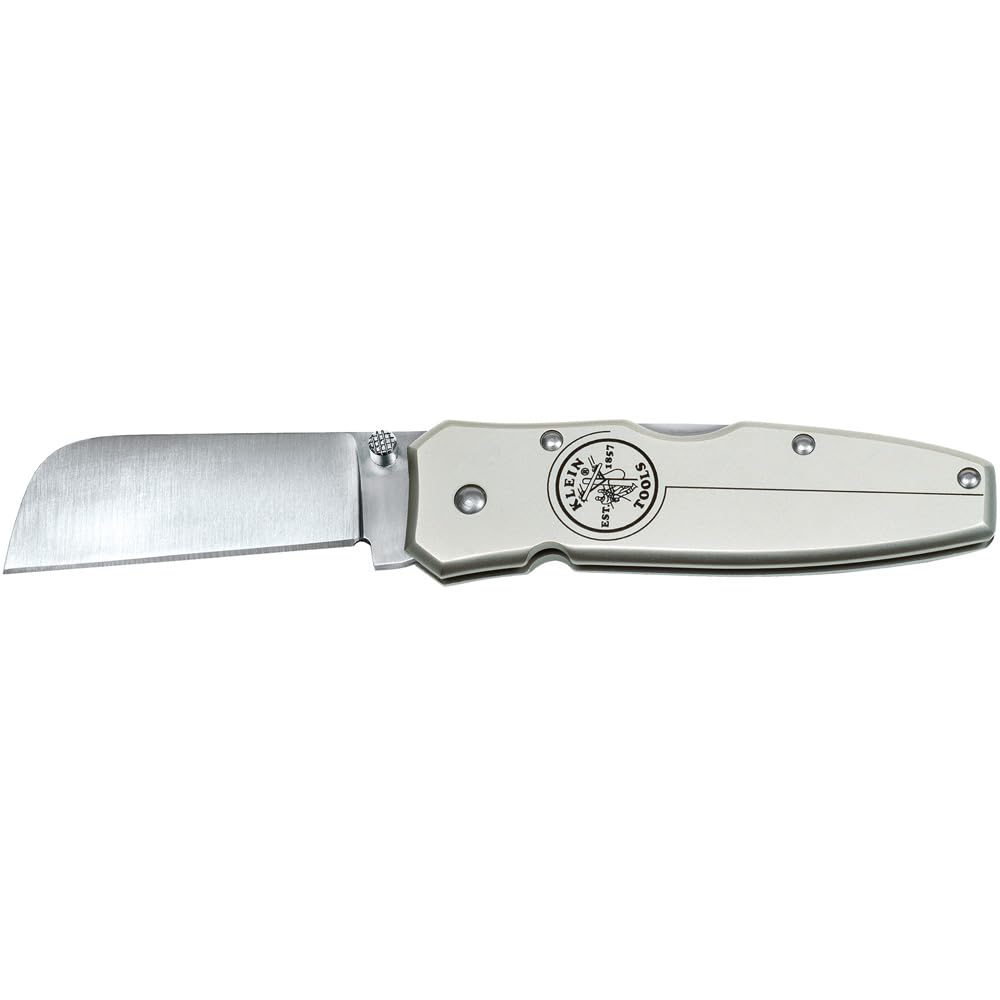 Klein Tools 44007 Electricians Knife, Lightweight Lockback Knife with 2-1/2-Inch Coping Blade and Silver Handle