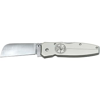 Klein Tools 44007 Electricians Knife, Lightweight Lockback Knife with 2-1/2-Inch Coping Blade and Silver Handle