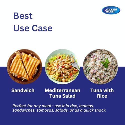 Image of Oceans Secret Tuna Chunks in Brine 180gm Pack of 2 Canned Tuna Fish Balanced Nutrition, Light Taste, in Clean Brine, Premium Cuts Ready to Eat