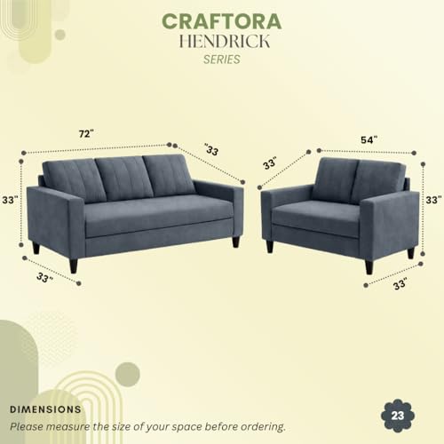 Image of Hendrick Plush Velvet 3 Seater + 2 Seater Sofa Set | Silken Velvet Suede Upholstery | Designer Sofa Set for Living Room & Office Spaces (Dark Grey)