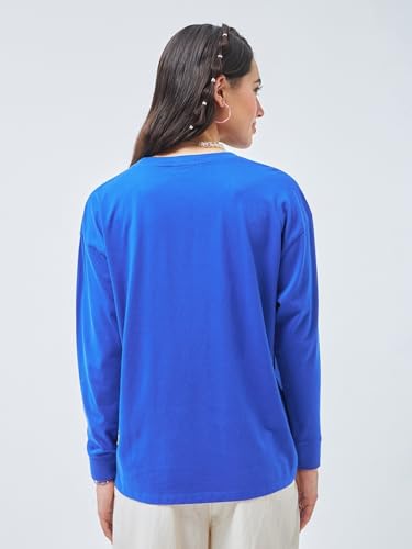 Image of Bewakoof Women's 100% Cotton Graphic Print Oversized Fit Round Neck T-Shirt