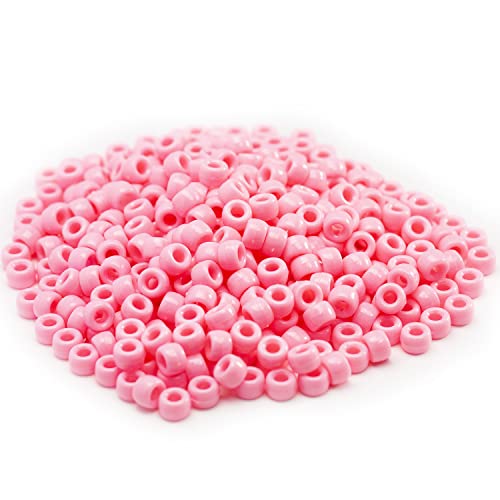 Image of 1000 Pcs Acrylic Pink DIY Pony Beads 6x9mm Bulk for Friendship Bracelet Necklace Jewelry Making Earring Pens Hair Beads Braiding Kit