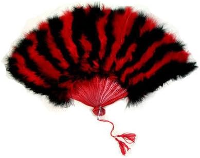 Beautiful Large Red black feather Hand Fan