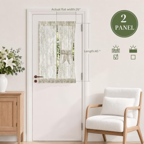 Image of jinchan Floral Sidelight Curtains for Front Door, 26x40, 2 Panels
