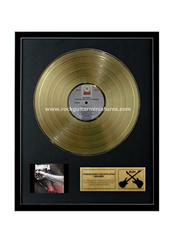 Rock Guitar Miniatures RGM1187u00a0Pantera Vulgar Display of Power Disc 24u00a0K Chapado en Oro LP 12