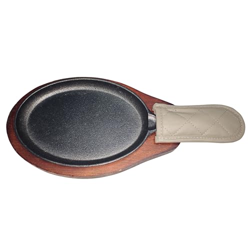 Xzhouse XY20009 Fajita Skillet Set Cast Iron Skillet Set 7.1In*9.84In With Pan Handle Sleeve And Anti-Scald Base-Sizzling Skillet cover